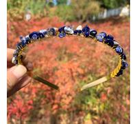 Double Row Crystal Stirnband,Haarreife,Metall Stirnbänder,Haarbänder,Haarschmuck mit Natursteinen,Headband,Gemstone Hair Accessories,Kopfschmuck für Damen,Mädchen,Weihnachten,Königsblau A