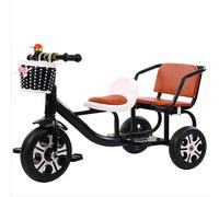 Double Seat Children Tricycle with Back Seat Storage Basket - Perfect Multifunction Trike for Two Children Ages 1-6 Years Old - Over 1 Year Old Girl Gifts(Black)