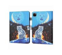 (Double Shadow Tiger, Multicolor) For iPad Pro 11 (2024) Shockproof Case Pattern Print Leather Tablet Cover with Card Holder - Double