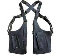 Double Shoulder Armpit Bag, Leather, Multifunctional Holster, Anti-Theft Waterproof, for Work, Motorcycle, Sports and Travel(B)
