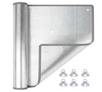 Double Sided Aluminum Foil Window Insulation Panel, Heat Blocking Thermal Cover with Suction Cups, Blackout Privacy Sun Shade Shield for RV and Sunroom(Gray Edge,68" W x 64" H)