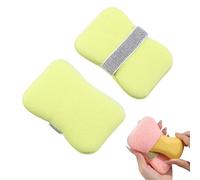 Double-Sided Bath Foaming Bag, 2 in 1 Bathroom Soap Sponge Bath Sponges, Quick Lather for Shower Exfoliating (Light Green Fine Noodles)