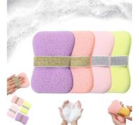 Double-Sided Bath Foaming Bag, Portable 2-in-1 Double-Sided Exfoliating Bath Sponges Set, Quick Lather & Reusable Mesh Soap Holder for Men & Women (4PCS)
