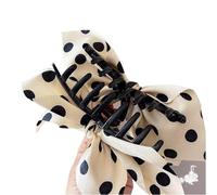 Double Sided Bow Hair Claw Satin Cross Knotted Grab Clip Polka Dot Big Back Of The Head Shark Ponytail Holder(Black)