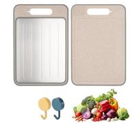 Double-Sided Cutting Board,Aluminum Alloy Rapid Thawing and Grinding Plate with Knife Sharpener,Kitchen Multi - Functional Defrosting Tray Cutting Board,for Meat,Vegetables,Cheese (khaki, Small)