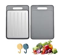 Double-Sided Cutting Board,Aluminum Alloy Rapid Thawing and Grinding Plate with Knife Sharpener,Kitchen Multi - Functional Defrosting Tray Cutting Board,for Meat,Vegetables,Cheese (grey, Small)