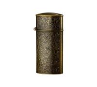 Double-Sided Embossed Metal Lighter, Old-Fashioned Grinding Wheel Retro Kerosene Windproof Lighter, Suitable for Candle Camping (Kerosene Not Included)(Bronze)