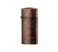 Double-Sided Embossed Metal Lighter, Old-Fashioned Grinding Wheel Retro Kerosene Windproof Lighter, Suitable for Candle Camping (Kerosene Not Included)(Red Brass)