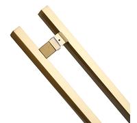 Double-Sided Sliding Barn Handle,Large Commercial Pull Door Handle Rectangle, Handle Parts Replacement Hardware Set, Stainless Steel, 80 100 120 150 cm Long(Gold,120cm/47 1/4"-90cm)