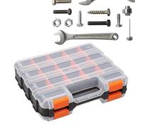 Double-Sided Tool Organizer, 34 Compartment Small Storage Case, Transparente Lid Electronics Box for Screws, Nails Bolts Nuts Drill Bits Small Parts Beads Jewelry Storage, Compact Portable Case