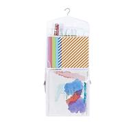 Double-Sided Wrapping Paper Organizer with Clear Pockets | Wrap Storage Bag for Rolls, Bows, and Accessories, Perfect for Closet or Door Hanging, Ideal Wrapping Paper Holder for Seasonal Organiza