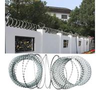 Double Spiral Galvanized Barbed Wire Razor Ribbon Roll | Razor Wire for Top of Wall/ Garden Backyard Fence(Silver-Roll Dia 20''/50 Cm,L 90M/295.3ft)