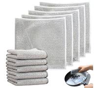 Double Stainless Steel Scrubber,Multipurpose Wire Dishwashing Rags for Wet and Dry,Resuable Non-Scratch Wire Dishcloth for Dishes,Sinks,Counters (10Pcs)