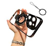 Double Stand Case Cover for iPhone, Transparent Electroplated Four Corners Shockproof Magnetic Case with Folding Stand Cases Cover for iPhone 16/15/14/13 Pro MAX (16Pro,Black)