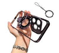 Double Stand Case Cover for iPhone, Transparent Electroplated Four Corners Shockproof Magnetic Case with Folding Stand Cases Cover for iPhone 16/15/14/13 Pro MAX (13Promax,Purple)
