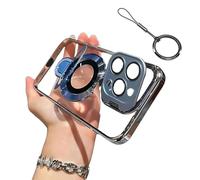 Double Stand Case Cover for iPhone, Transparent Electroplated Four Corners Shockproof Magnetic Case with Folding Stand Cases Cover for iPhone 16/15/14/13 Pro MAX (15Promax,Blue)