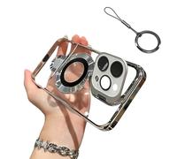 Double Stand Case Cover for iPhone, Transparent Electroplated Four Corners Shockproof Magnetic Case with Folding Stand Cases Cover for iPhone 16/15/14/13 Pro MAX (13Pro,White)