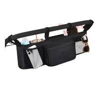 Double Stroller Organizer 60x20x10cm, Waterproof Stroller Caddy with 3 Compartments & Cup Holder, Large Storage Bag for Travel, Outdoor Walking, Camping, Daily Parent Use