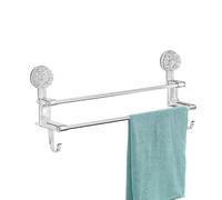 Double Şuction Čup Towel Ŕack, Home Bathrooм Suction Cup Towel Rack with Hooks, Dual-Use For Dry and Wet Towels, Luxurious Bathroom Storage No-Drilling, 1 Rack