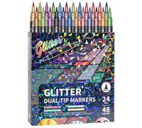 Double-Tip Coloring Markers - 24PCS Fine Brush Kids Marker Pens, 48 Colors Art Markers for Crafting, Journaling, Sketching, Scrapbooking | Kids Coloring Pen Set for Classroom Home Kindergarten Doodle