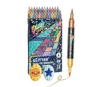 Double Tip Glitter Paint Markers - Colorful Water Based Pen Set | 24 Pack Art Pens with Smooth Ink Flow, Long Lasting Material with Broad Tips, DIY Craft Supplies, Painting Markers for Scrapbooks