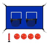 Double Trampoline Basketball Hoop Set - Basketball Goal for Trampoline | Trampolîne Basketballs Hoop Attachment, Waterproof Kids Sports Toys Net Attachment Jumping Play Set for Indoor Outside Games