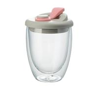 Double Wall Glass Coffee Cup - 350ml Insulated Beer Mug | Travel Coffee Mug With Lid featuring Thermal Retention & Design for Tea Juice Milk Latte Dessert Office Home Kitchen Outd