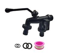 Double Water Outlet - Garden Tap for Outdoor Yard Use | Frost Resistant with Wall Mount Tap, Black Metal 1 Into 2 Spigot, Ideal for Car Washing Watering and Home Irrigation Systems
