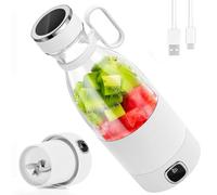 DoubleCare Batidora portátil eléctrica de 6 cuchillas con indicador LED, minibatidora de 350 ml para batidos y batidos, batería de carga de 3000 mAh, para familia, al aire libre, deportes y viajes,