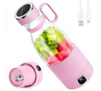 DoubleCare Batidora portátil, mini batidora eléctrica de 6 cuchillas con indicador LED, 350 ml, para batidos y batidos, batería de carga de 3000 mAh, para familia, al aire libre, deportes y viajes,