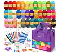 DoubleCare Juego de 90 piezas de ganchillo para principiantes, hilo de 1575 yardas en 36 colores, juego de accesorios de ganchillo de 54 piezas, incluye agujas de ganchillo ergonómicas para amigurumi