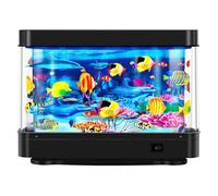DoubleCare Tanque de peces falso, lámpara virtual de peces en movimiento del océano, decoración de acuario falsa, decoraciones artificiales realistas para acuario para dormitorio y oficina, color