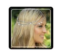 DoubleNineDoubleNine - Colgante de moneda bohemia para novia, boda, lentejuelas, diadema, accesorio para el cabello, diadema, accesorio para el cabello para mujeres y niñas, Plateado, 1.00[set de ]