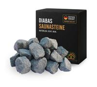 Doubleyou Geovlies & Baustoffe Piedras para sauna prémium de 20 kg, 80-120 mm, DIABAS grandes, para todos los hornos de sauna, resistentes al calor y conservan el calor, seleccionadas a mano y de alta