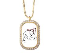 Doubt - Collar con colgante de dibujos animados de diamantes y cristales dorados