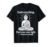 Doubt Everything v2 Buda Zen Mindfulness Line Art Camiseta gráfica económica