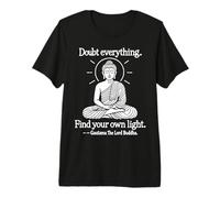 Doubt Everything v2 Buda Zen Mindfulness Line Art Camiseta Premium