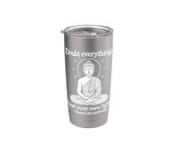 Doubt Everything v2 Buda Zen Mindfulness Line Art Vaso térmico de acero inoxidable de doble pared