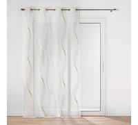 Douceur d’Intérieur Elona - Visillo, con Ojales, 140 x 280 cm, Dorado, Arenado, Estampado Metalizado