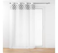 Douceur d’Intérieur Kasita - Visillo, con Ojales, 140 x 240 cm, Blanco, Tejido, Parte Superior Bordada de Ante