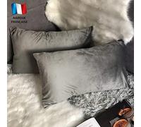 Douceur De Plumes - Juego de 2 Fundas de cojín Decorativas, Color Gris y Terciopelo, 40 x 80 cm, Funda de Almohada Cuadrada, Suave y Moderna, decoración de salón escandinava, sofá Dormitorio (2 Gris