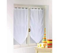 Douceur d'Interieur 2 Net Curtain Pompon 60/160 Voile Uni Blanc, Tela, 60 x 160 cm