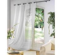 Douceur d'Intérieur - 1362300, Visillo con Anillas, 140 X 240 Cm, Luminea Uni, Luminette Liso, Blanco