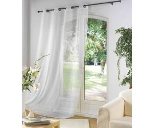Douceur d'Intérieur - 1362300, Visillo con Anillas, 140 X 240 Cm, Luminea Uni, Luminette Liso, Blanco