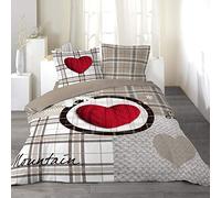 Douceur d'Intérieur - 1640829, Funda De Edredon 2 Personas, 240 X 220 Cm, Love Mountain, Estampado 42 Hilos Motivo Centrado