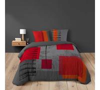 Douceur D'Intérieur 1640987, Juego de cama para 2 personas - Funda nórdica + 2 fundas de almohada - Estampado Quadro de 220 x 240 cm