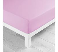 Douceur d'Intérieur - 1641308, Sabana Ajustable 2 Personas, 160 X 200 Cm, Jersey Uni, Jersey Liso, Rosa