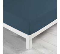 douceur d'Intérieur 1642634, Sábana Bajera de algodón para Cama Individual, 90 x 190 cm, Color Azul Noche