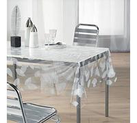douceur d'Intérieur 1710329, Mantel Transparente Rectangula, 140 X 240 Cm, Feuille, Cristal Estamapdo, Blanco