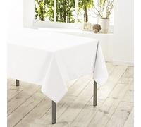 Douceur d'Intérieur - 1720206, Mantel Rectangular, 140 X 250 Cm, Essentiel, Poliéster Liso, Blanco